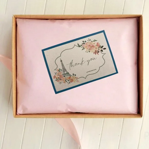 Peach & Green Floral Parisian Theme Thank You Card - Picture 2 of 8